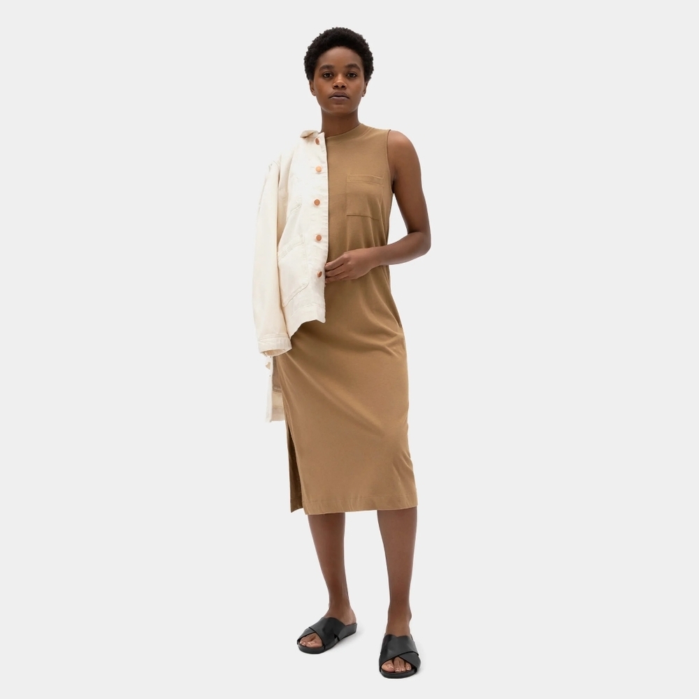 Everlane The Long Weekend Tank Dress Tan Size Small 100% Cotton Minimalist‎